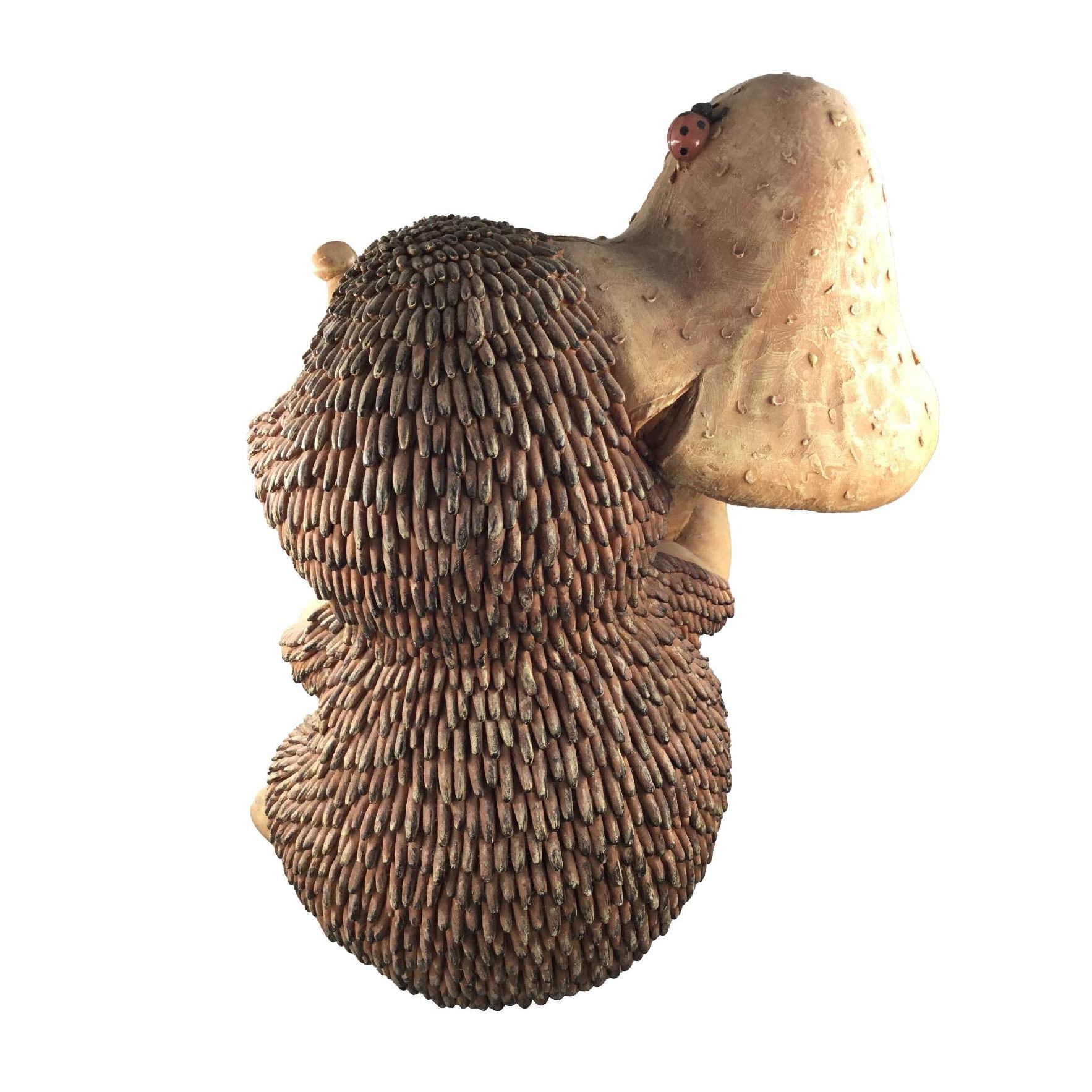 Creative Artificial  Hedgehog With Mushroom Resin Design Birthday Gift Statue Accessories Garden Statues