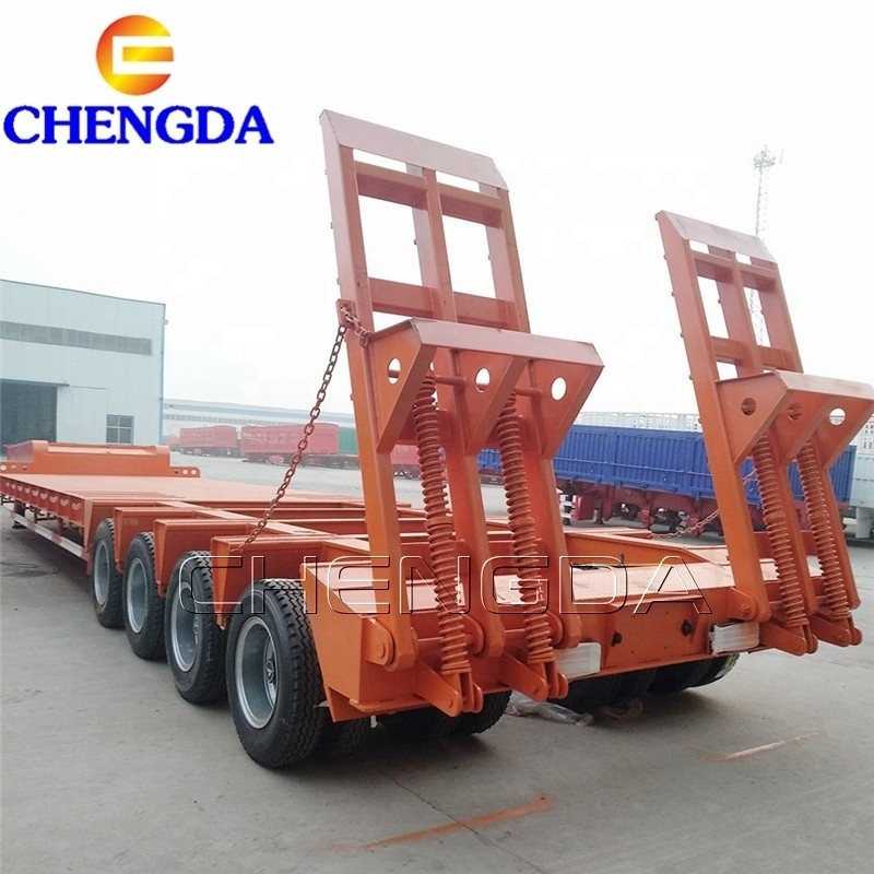 Loading Container Truck Trailer New Trailers 3 4 Axles Platform Deck Excavator Grader Transporting Lowbed Trailer