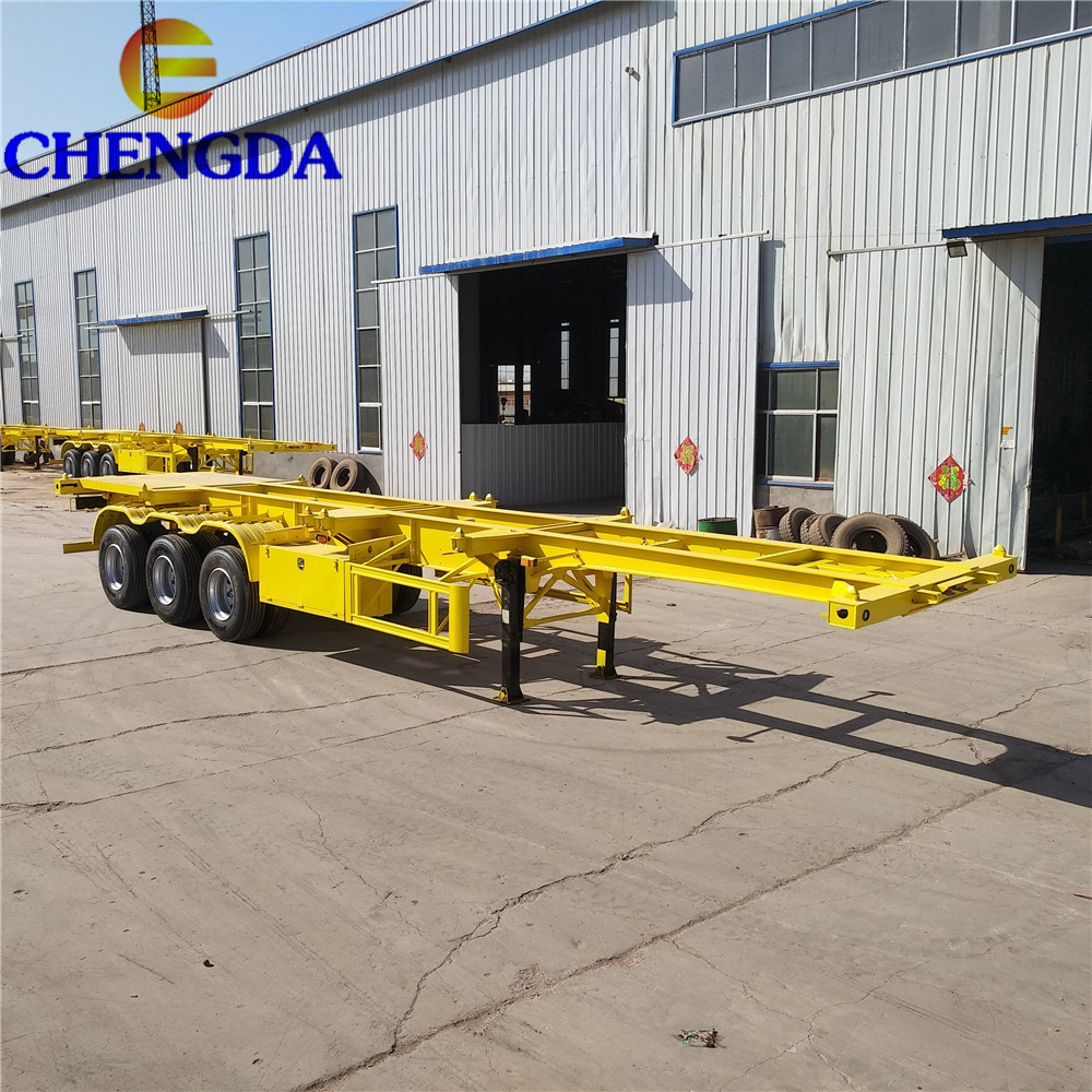 20 Feet To 40 Feet Extended Container Chassis 3 Axles Container Trailer Skeleton Semi Trailer Chassis