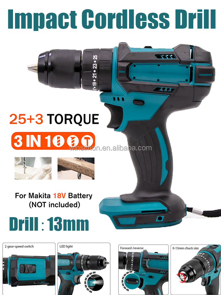 3 in 1 18V Brushless Electric Drill Wrench Screwdriver 1/2