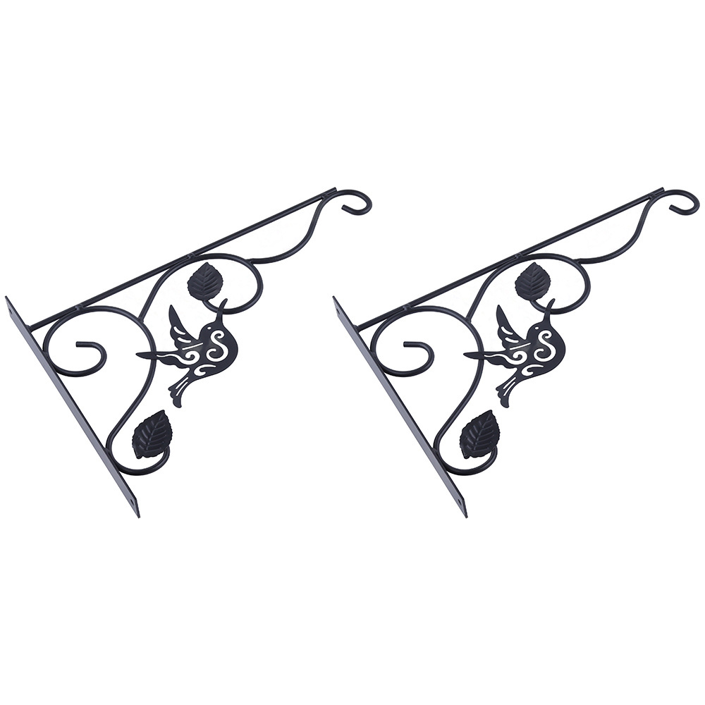 Iron Wall Bracket Decorative Hanging Iron Plant Hanger for Bird Feeders Hanging Plants Bracket 2 Pack Wall Planter Hook