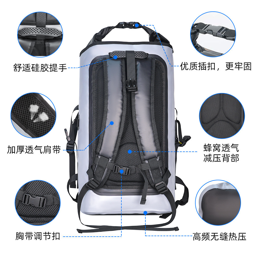 Customized LOGO Outdoor Detachable PVC Waterproof Camping Hiking Dry Bags Fishing Backpack  Large Capacity Fish Bag for Men Wome