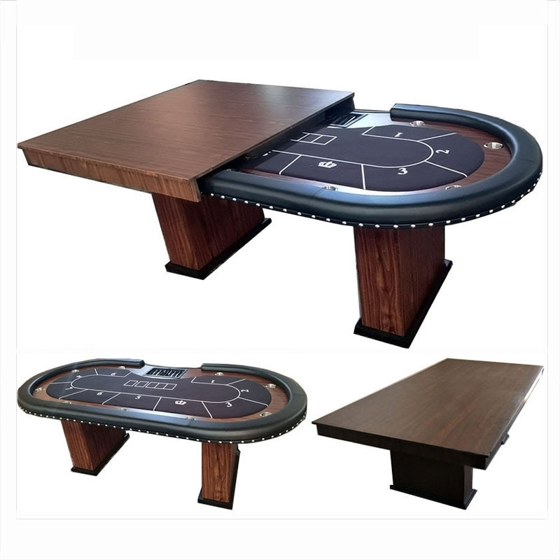 Wholesales Custom Tabletop 2 In 1 8 FT Meeting Blackjack Texas Hold'em Poker Wooden Table Poker with Cup Holder Pu Edge