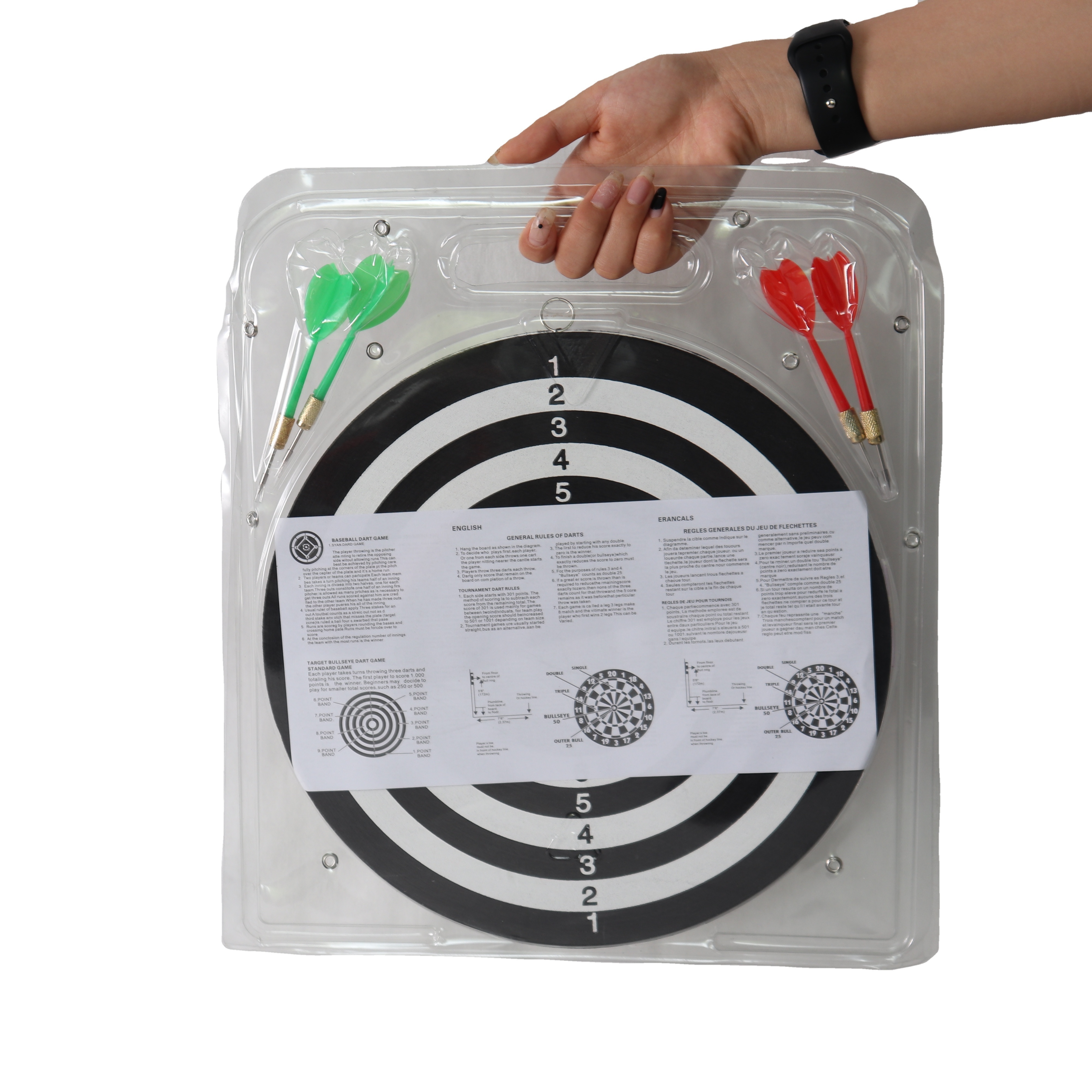 Wholesales Cheap 12 / 15 / 17 Inch Large Big Double Sided Professional Bristle Blade Wire Board Magnetic Dartboard with 6 Darts