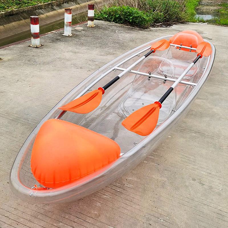 Outdoor Portable 1 or 2 Person Transparent Kayak with Paddle PC Glass Bottom Crystal Kayaks Canoe Stable Transparent Canoe Boat