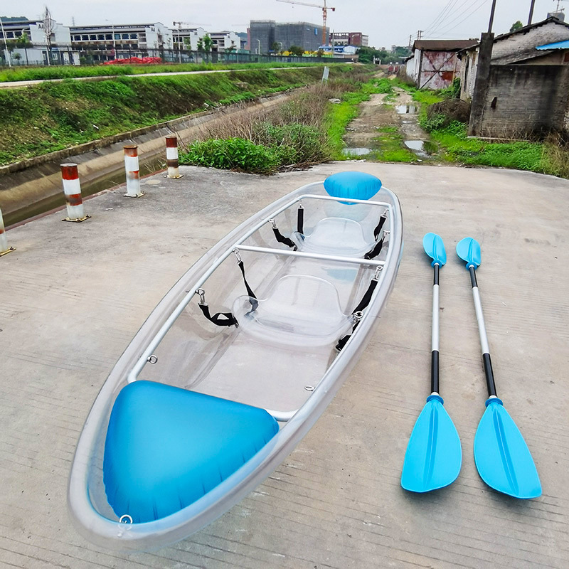 Outdoor Portable 1 or 2 Person Transparent Kayak with Paddle PC Glass Bottom Crystal Kayaks Canoe Stable Transparent Canoe Boat