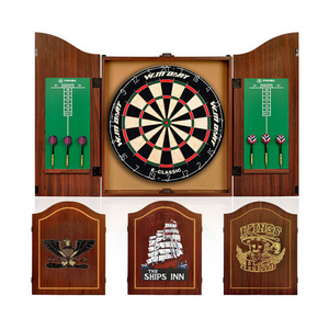 Indoor Family Game 18 inches Decorative Dartboard Cabinet Set Target Wooden Cabinet Doors Dart Board with 6 Darts