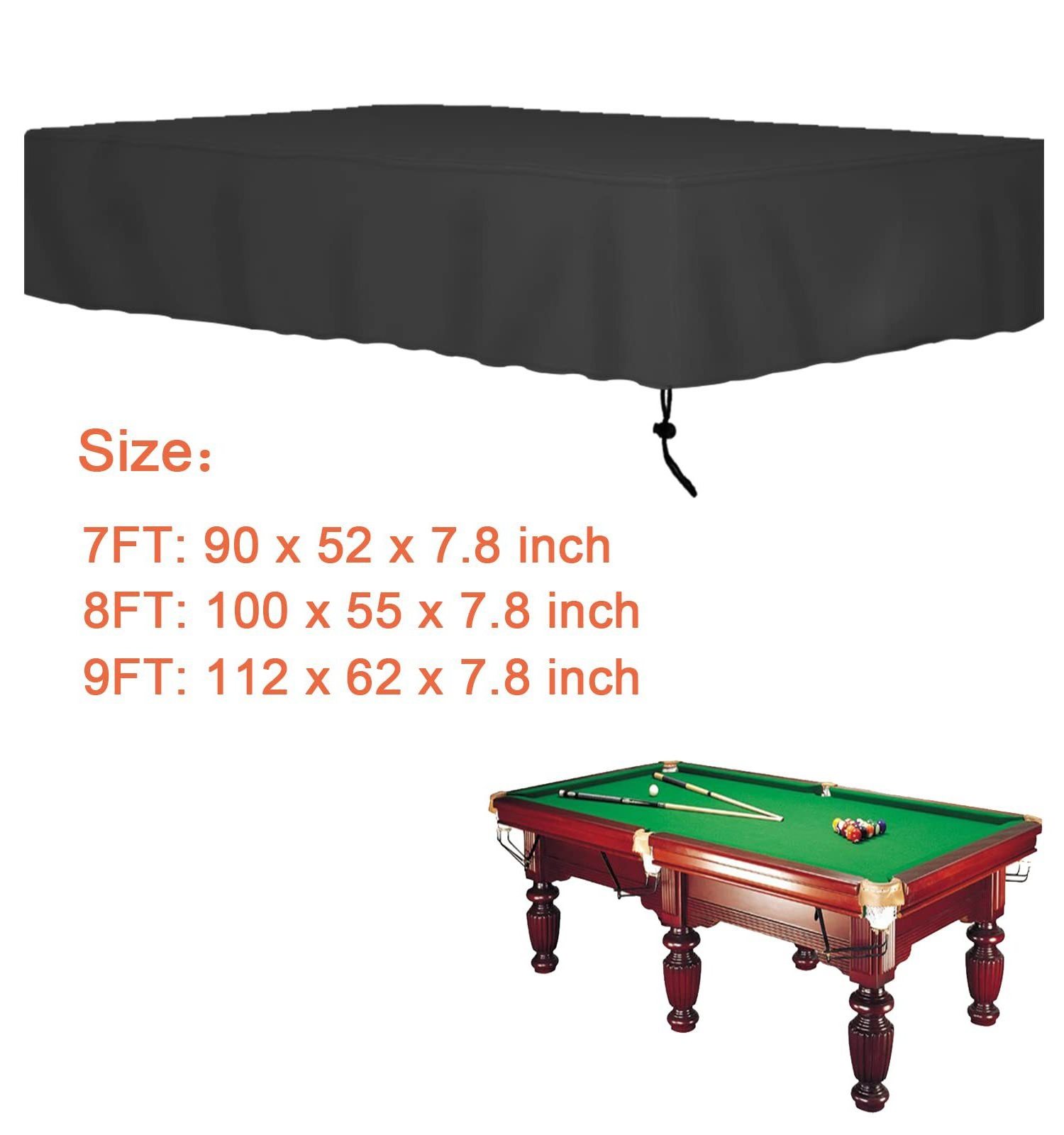 Custom 7 8 9 Feet Black Waterproof Oxford Dustproof  Hockey Table Light Weight Fabric Cloth Billiard Pool Table Cover