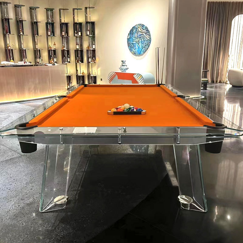 contemporary modern clear 7 ft 8ft 9ft luxury snooker slate billiard accessories 8 ball Glass pool table