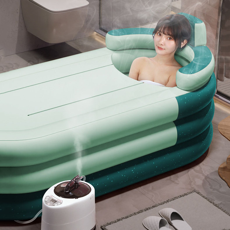 Wholesales PVC Portable Blow Up Spa Cold Plunge Ice Bathtub For Adult Quick Inflatable Foldable Bath Tub with Pillow Headrest