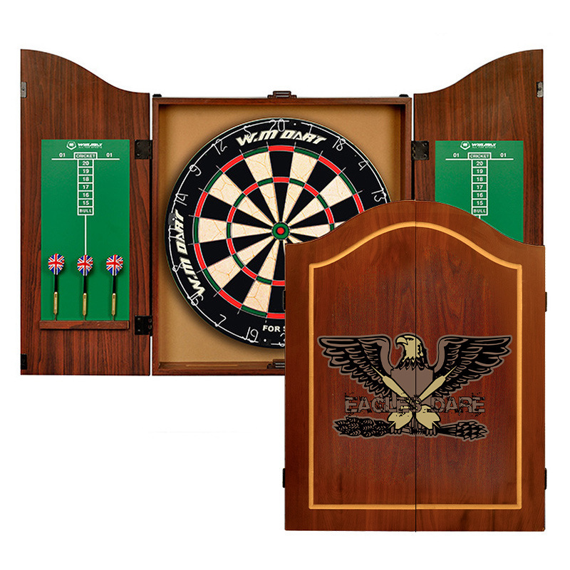 Indoor Family Game 18 inches Decorative Dartboard Cabinet Set Target Wooden Cabinet Doors Dart Board with 6 Darts