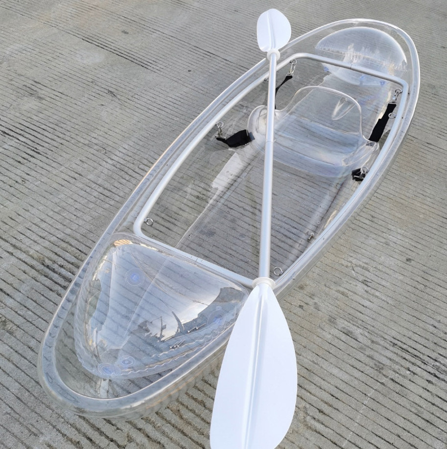 Outdoor Portable 1 or 2 Person Transparent Kayak with Paddle PC Glass Bottom Crystal Kayaks Canoe Stable Transparent Canoe Boat