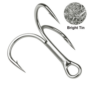 Wholesale Saltwater Freshwater High Carbon Steel Sharp Fishing Hook Bright Tin Treble Hooks for Trout Bass Salmon Kingfish