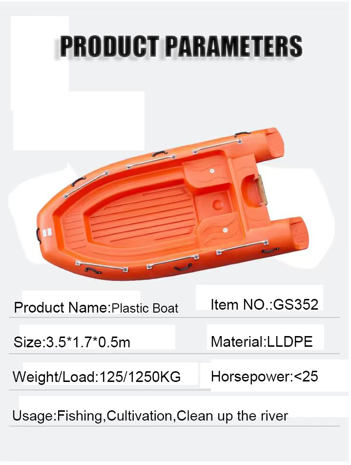 ppr rescue boat Hard Small flat bottom plastic boats for fishing