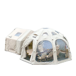 Wholesales 5*5m Coody Canopy Tents Stand up Round Cotton Canvas Inflatable Air Outdoor Camping Pop-up Glamping Dome Tent