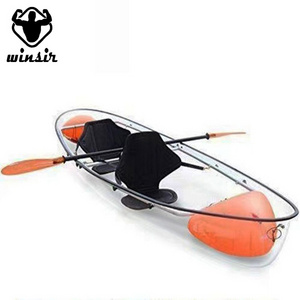 Outdoor Portable 1 or 2 Person Transparent Kayak with Paddle PC Glass Bottom Crystal Kayaks Canoe Stable Transparent Canoe Boat