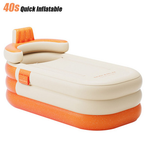 Wholesales PVC Portable Blow Up Spa Cold Plunge Ice Bathtub For Adult Quick Inflatable Foldable Bath Tub with Pillow Headrest