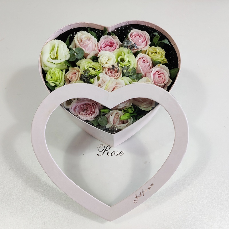 new arrival of simple elegant pink heart shaped wedding favor saint valentine flower heart gift paper boxes for women