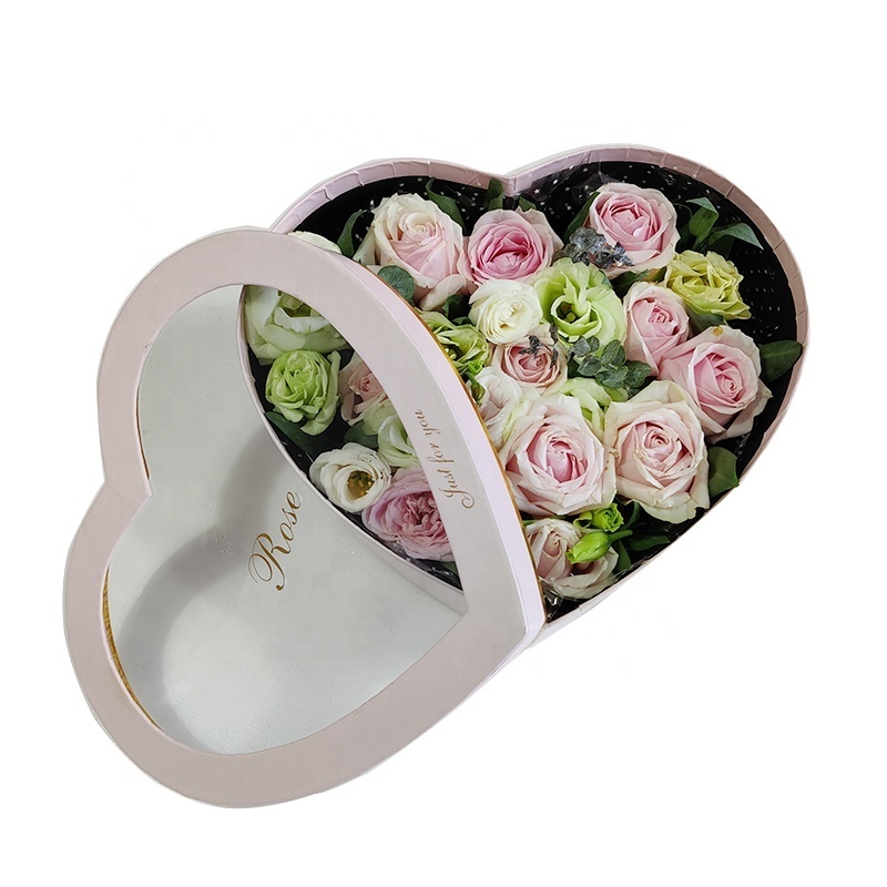 new arrival of simple elegant pink heart shaped wedding favor saint valentine flower heart gift paper boxes for women