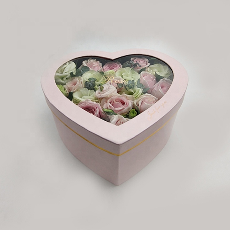 new arrival of simple elegant pink heart shaped wedding favor saint valentine flower heart gift paper boxes for women