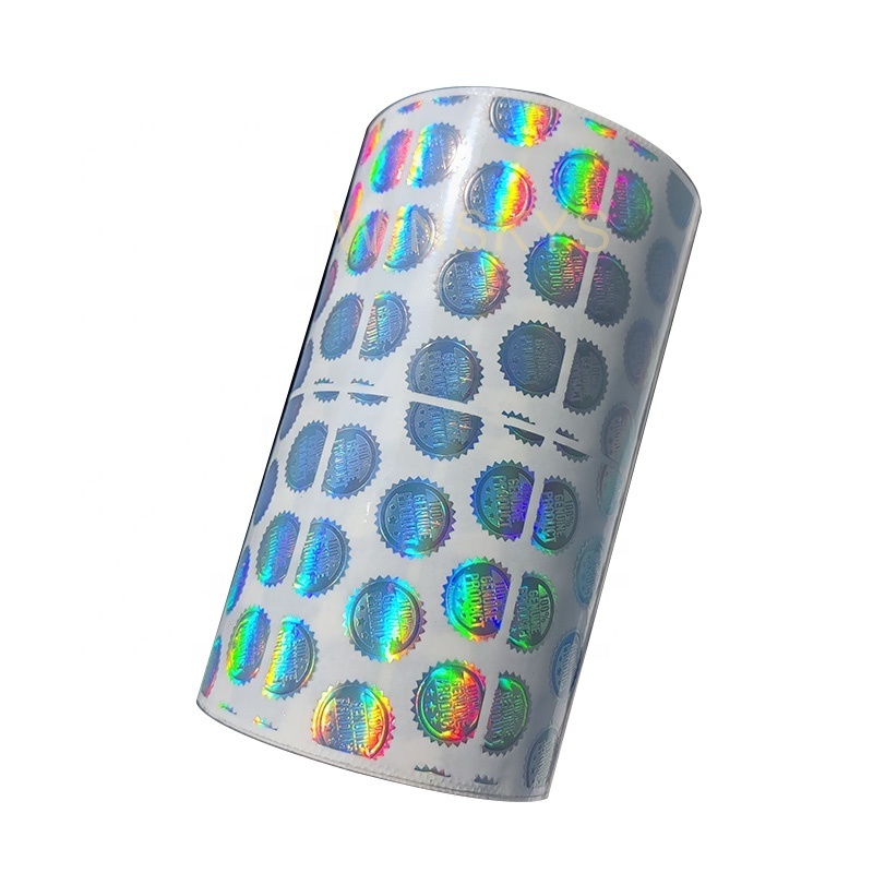 custom anti theft holographic round waterproof synthetic paper bottle label shelf strips holder sticker