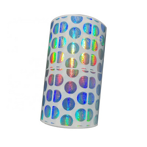 custom anti theft holographic round waterproof synthetic paper bottle label shelf strips holder sticker