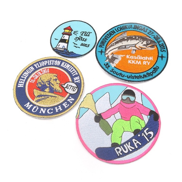 Apparel Sewing Badges Maker Custom Letters Name Logo Machine Round Embroidery Patches for Uniforms