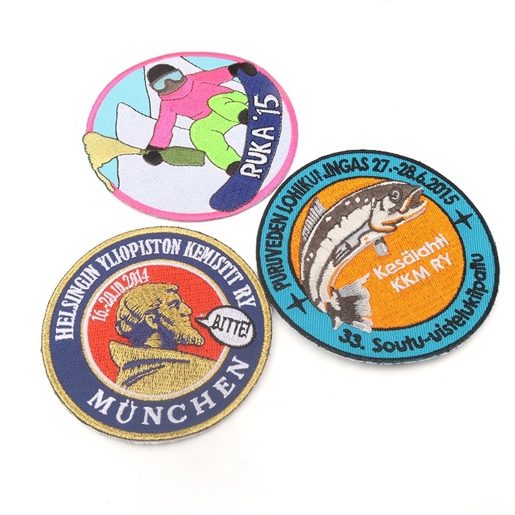 Apparel Sewing Badges Maker Custom Letters Name Logo Machine Round Embroidery Patches for Uniforms