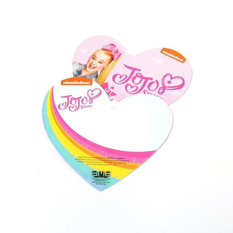 Custom Offset Printed Girl Logo Reusable Die Cut Love Heart Shaped Cards Paper Hang Swing Tag for Toys