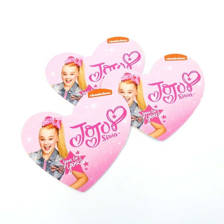 Custom Offset Printed Girl Logo Reusable Die Cut Love Heart Shaped Cards Paper Hang Swing Tag for Toys