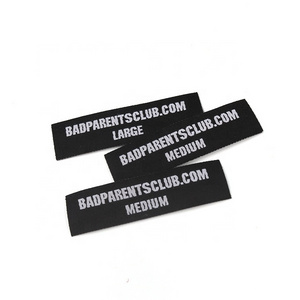 Heat Cut Shape Tags Customized Own Company Name Logo Trousers Woven Patches Badges with Iron on Back