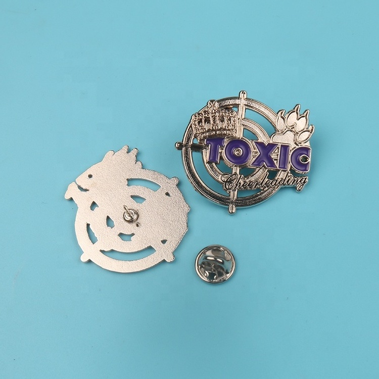 Fashionable Metal Badges Custom Crown Logo Hollowed-out Craft Enamel Printing Safety Pins for Hats