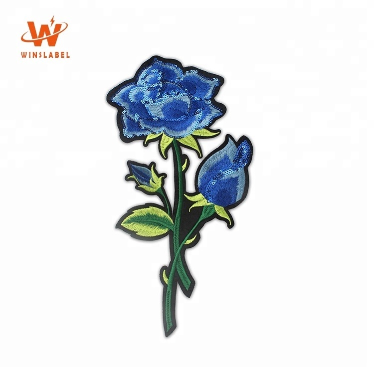 Hot Custom Design Floral Embroidered Iron on Patches Sticker 3D Sequined Flower Embroidery Paillette Patches for Garment