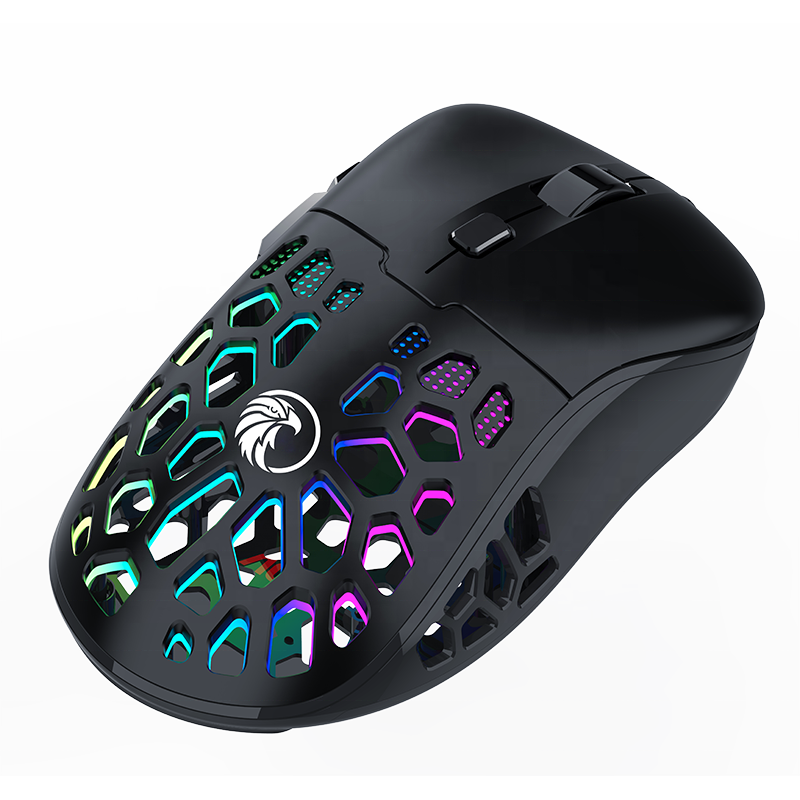 2023 New Trending Computer PixArt Optical Sensor Lightweight Honeycomb Shell 12000 DPI 6 Buttons RGB Wireless Gaming PC Mouse