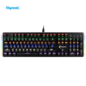 100% Quality Guaranteed LED Backlit Wired RGB Fully Programmable Mechanical Gaming Keyboard with Blue Switches for Desktop PC