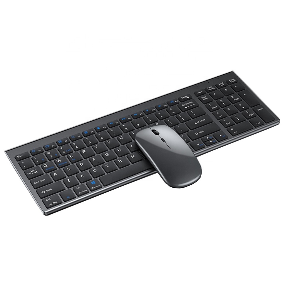 Factory Direct Sale Ultra-thin Rechargeable Ergonomic 2.4Ghz Dual Mode Wireless Keyboard and Mouse Combo Set for Office