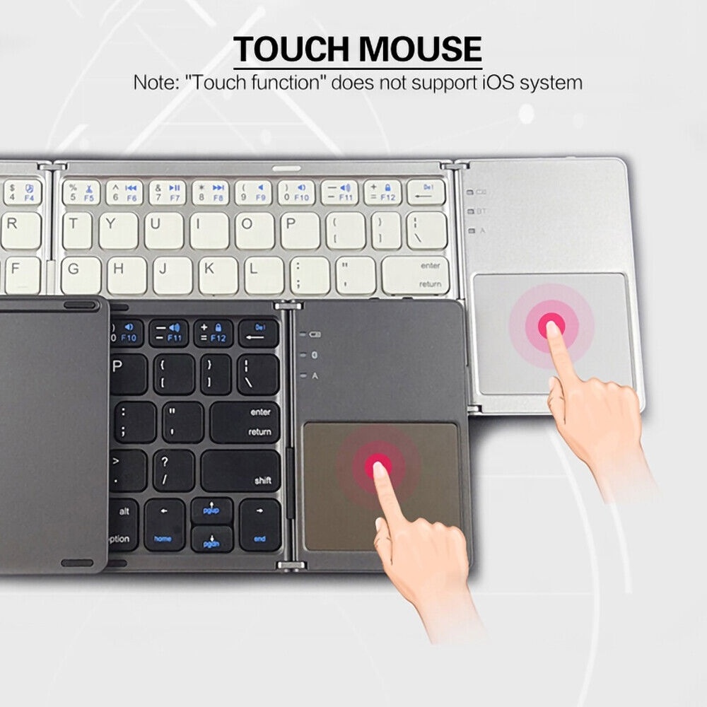 Foldable Office Keyboard Pocket Size Portable Ergonomic Scissor Switch Wireless Folding Mini Touchpad Keyboard for PC Tablet