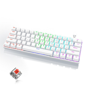 60 Percent Mechanical Gaming Keyboard Ergonomic Durable Detachable Type-C Cable Mini White Gaming Keyboard with Red Switches