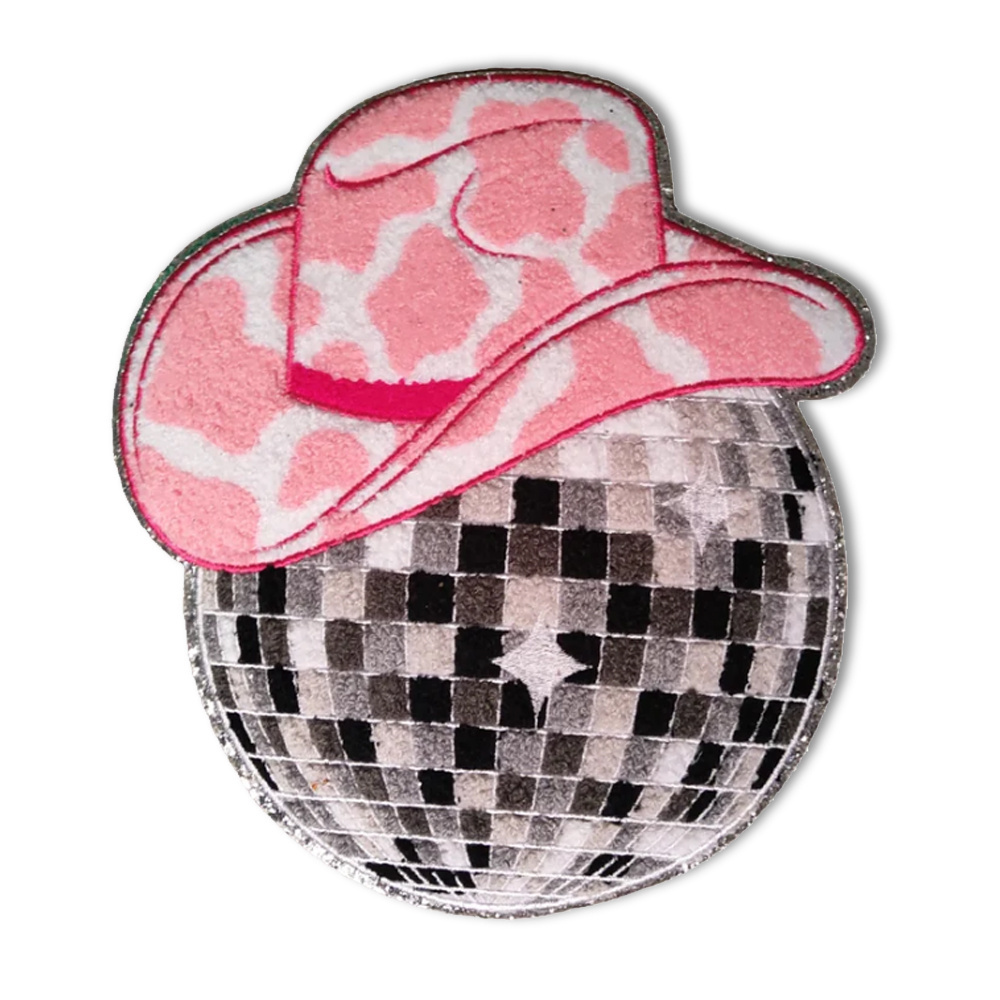 Factory Custom Clothing chromatic Disco Ball 3d Embroidery Iron on Patches For Clothes hats bag embroidered Heat Transfer Patch