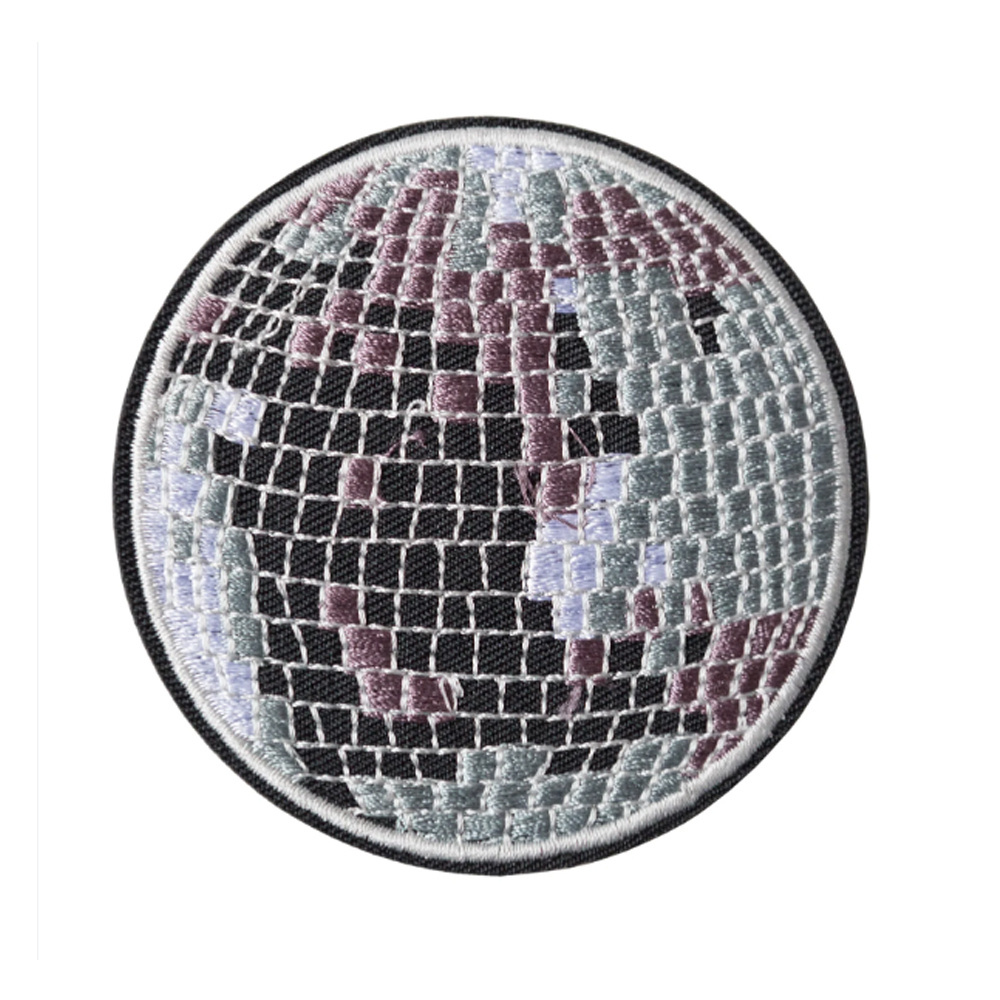 Factory Custom Clothing chromatic Disco Ball 3d Embroidery Iron on Patches For Clothes hats bag embroidered Heat Transfer Patch