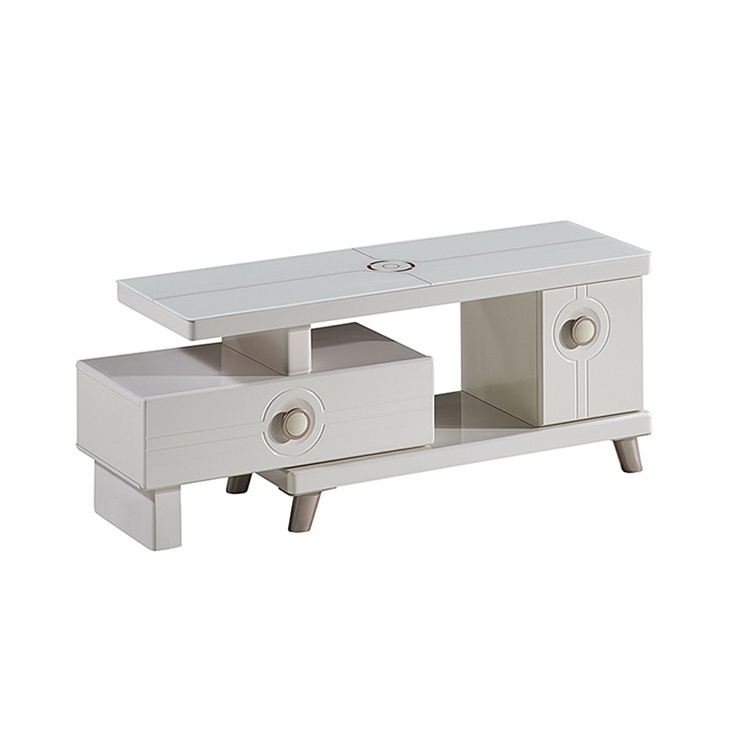 White marble picture and top glass TV stand TV bench with drawers