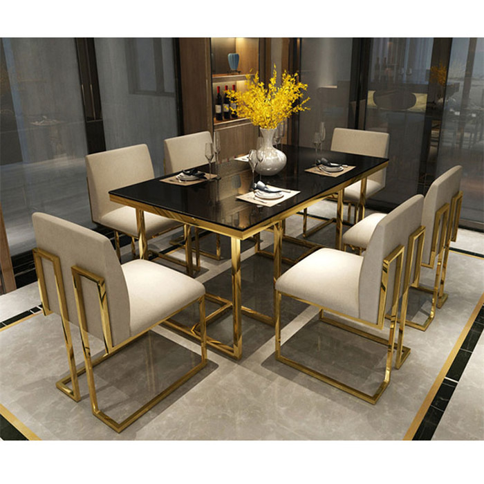 gold dining table set modern luxury dining room furniture juegos de comedor dining table set with 4 seater 6 chairs