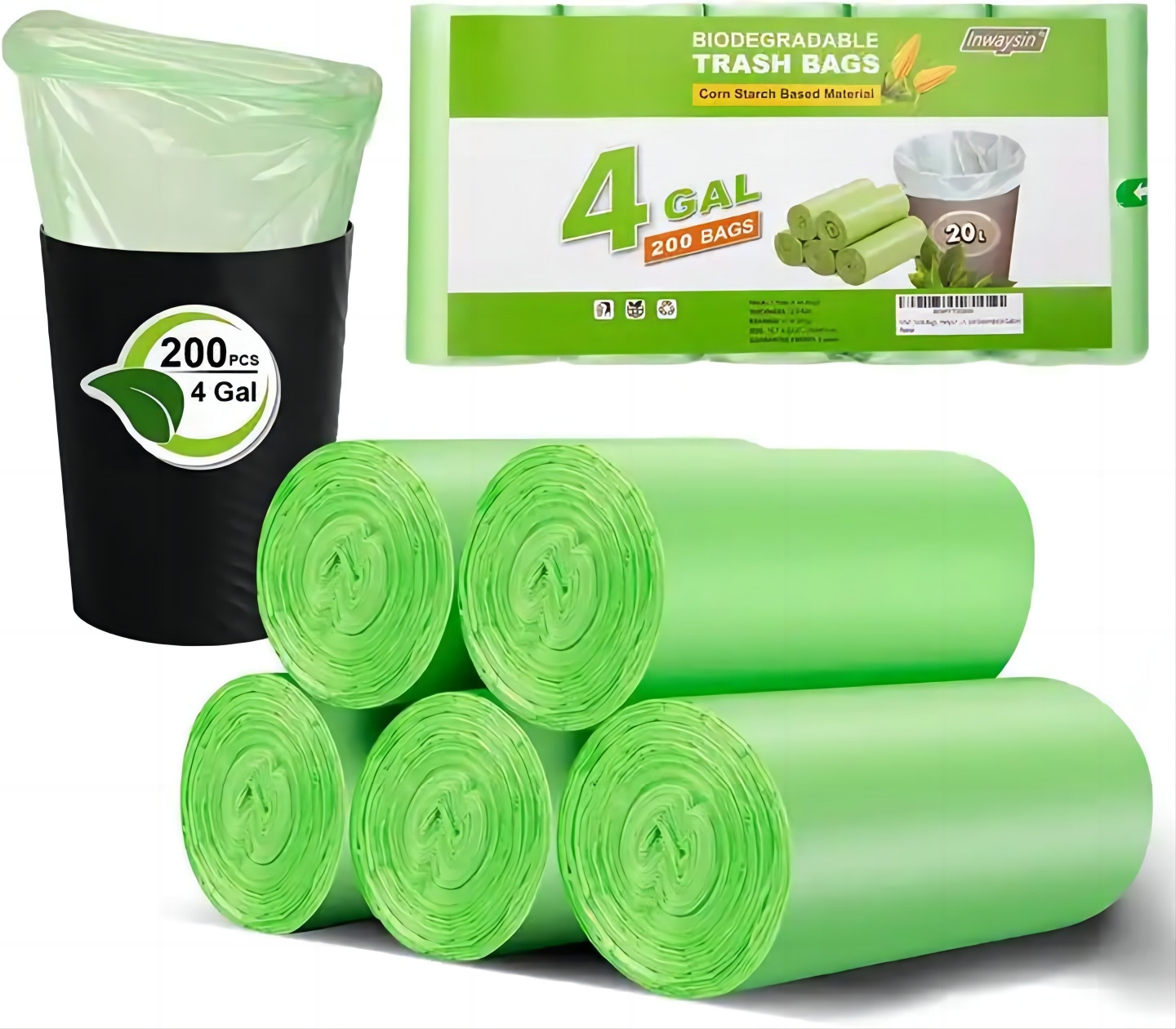 100%biodegradable Corn Starch  Trash Garbage Bag In Roll With Paper Wrap Or Inner Box Packing