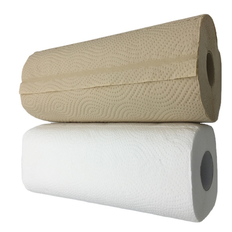 Disposable 3 ply bamboo kraft high quality eco-friendly core kitchen paper towel