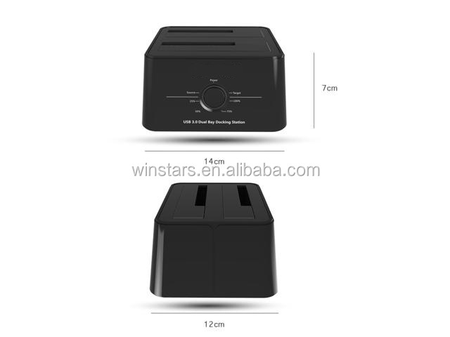 Winstars USB 3.0 to SATA External Hard Drive Dock Docking Station, SSD HDD SATA Disk Duplicator Cloner for Dual Bay 2.5