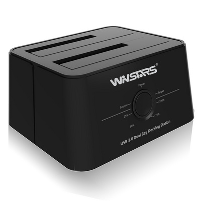 Winstars USB 3.0 to SATA External Hard Drive Dock Docking Station, SSD HDD SATA Disk Duplicator Cloner for Dual Bay 2.5"/3.5"