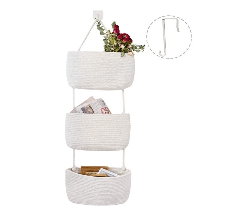 Wholesale Over The Door Hanging Basket Cotton Rope Door Organizers And Storage Basket