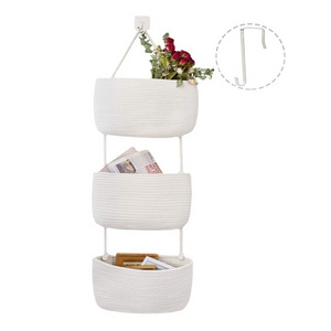 Wholesale Over The Door Hanging Basket Cotton Rope Door Organizers And Storage Basket