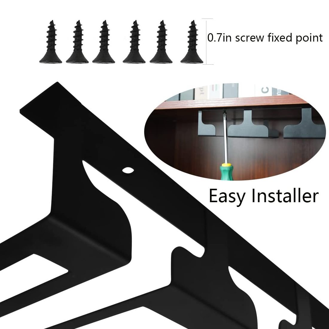 Wine Glass Rack - Under Cabinet Stemware Wine Glass Holder Glasses Storage Hanger Metal Hanging Organizer for Bar Kitchen