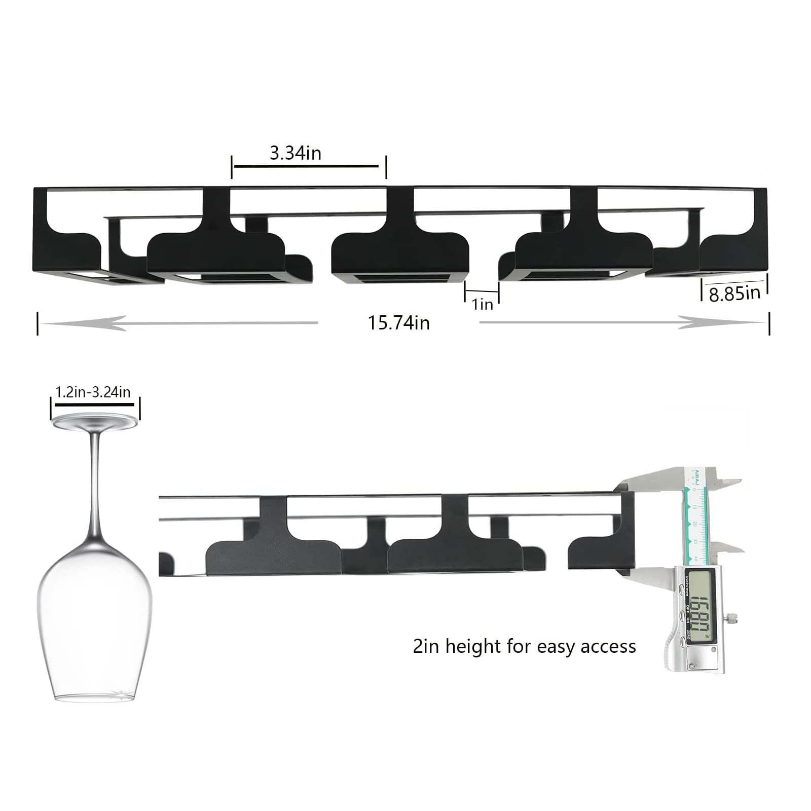 Wine Glass Rack - Under Cabinet Stemware Wine Glass Holder Glasses Storage Hanger Metal Hanging Organizer for Bar Kitchen